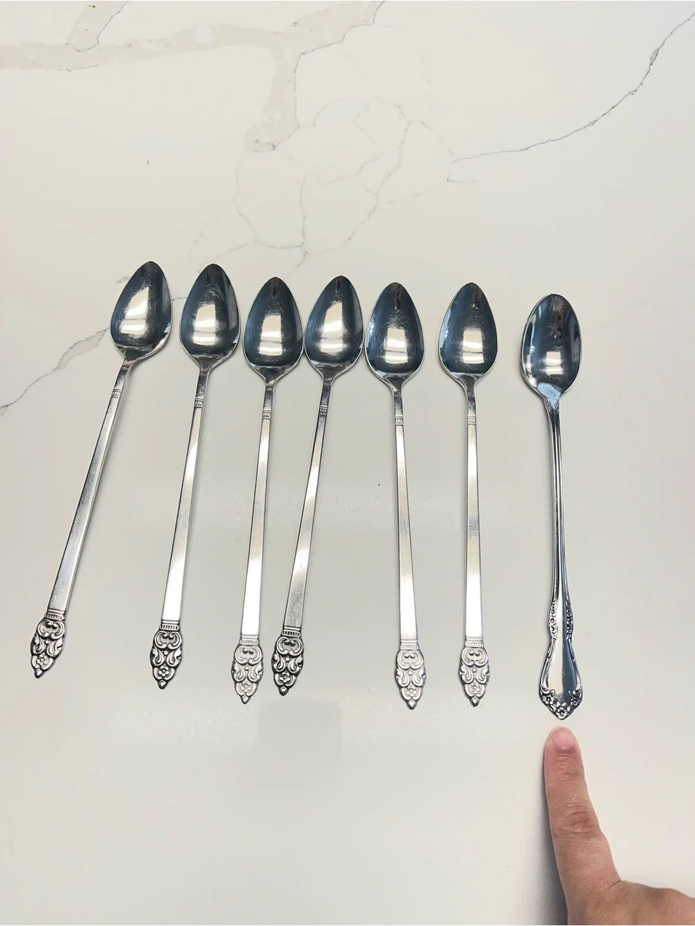 6 Oneida NORDIC CROWN Stainless Iced Tea Spoons +1 Extra Non Matching  Set